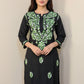 Black Long Rayon Tunic with Colorful Chikankari