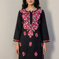 Black Long Rayon Tunic with Colorful Chikankari