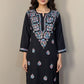 Rayon Floral Embroidered Long Tunic - Multicolor