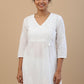 Tie Neck Chikankari Long Tunic Kurti