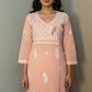 Tie Neck Chikankari Long Tunic Kurti