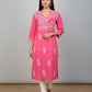 Tie Neck Chikankari Long Tunic Kurti
