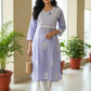 Tie Neck Chikankari Long Tunic Kurti