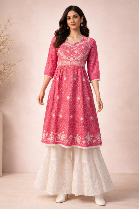 Frock Style Chikankari Long Tunic