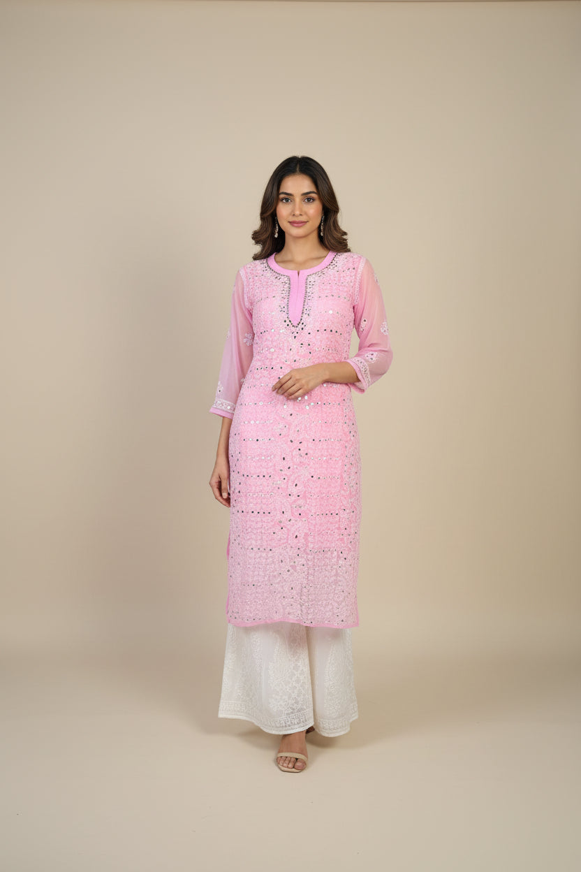 Georgette Panal Jaal Kurti