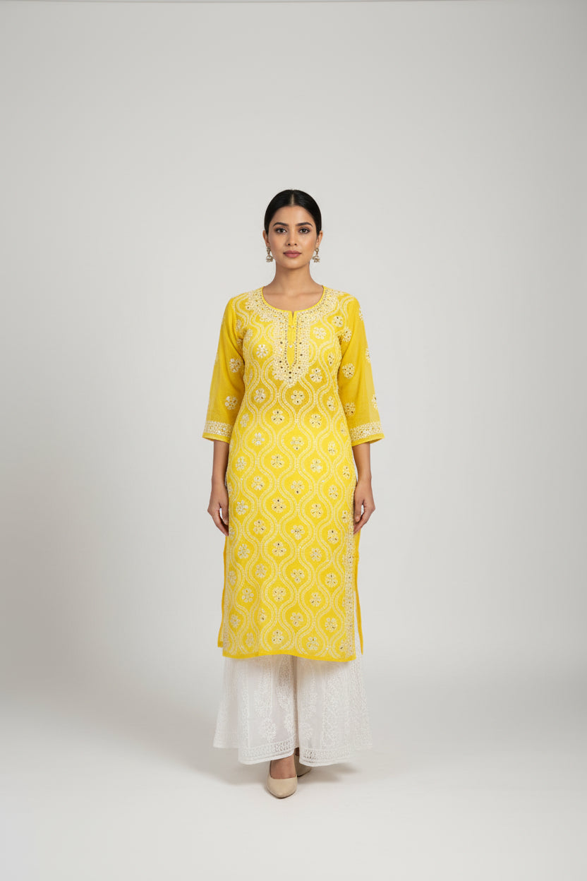 Georgette Panal Jaal Kurti