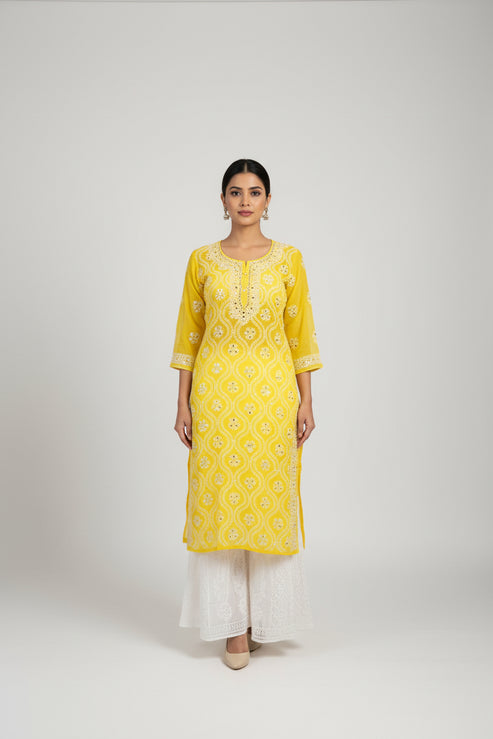 Georgette Panal Jaal Kurti