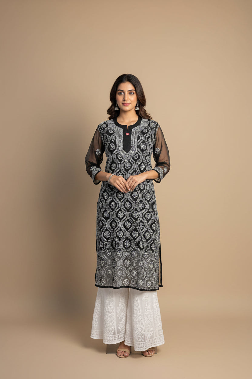 Georgette Panal Jaal Kurti