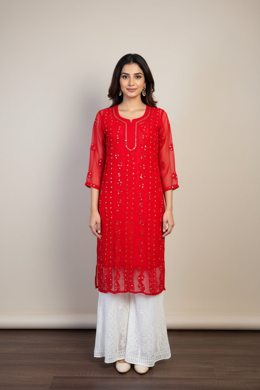 Georgette Panal Jaal Kurti