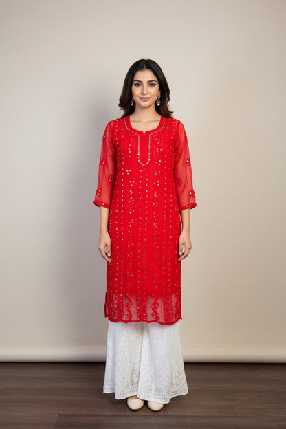 Georgette Panal Jaal Kurti
