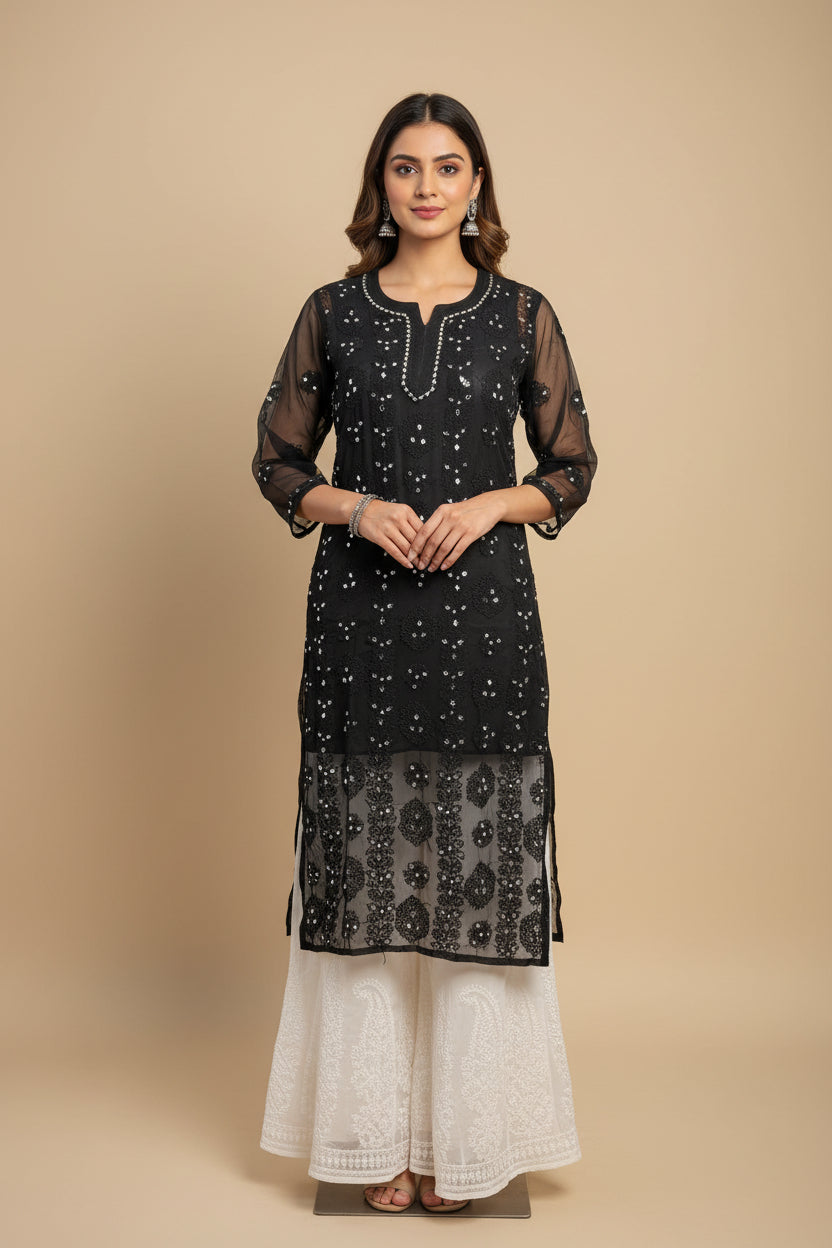 Georgette Panal Jaal Kurti