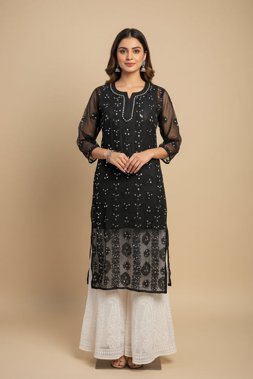 Georgette Panal Jaal Kurti