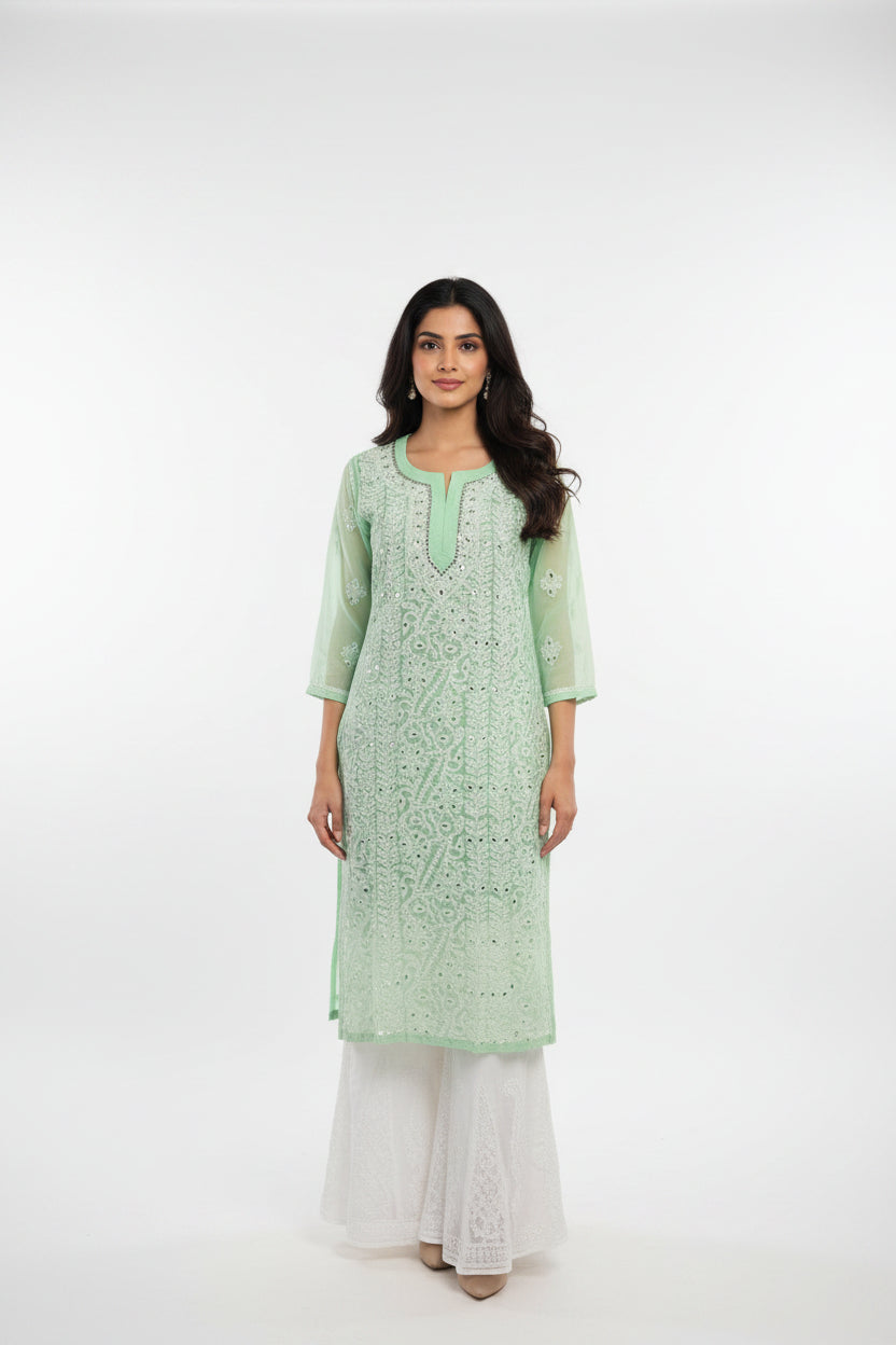 Georgette Panal Jaal Kurti