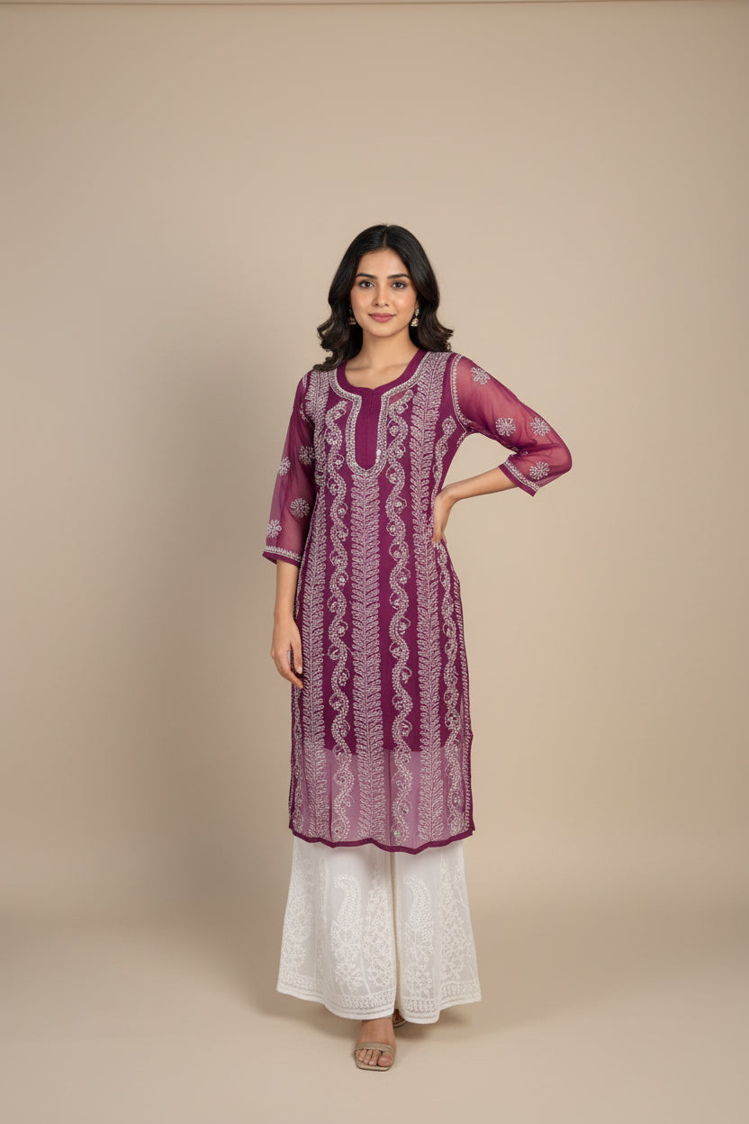 Georgette Panal Jaal Kurti