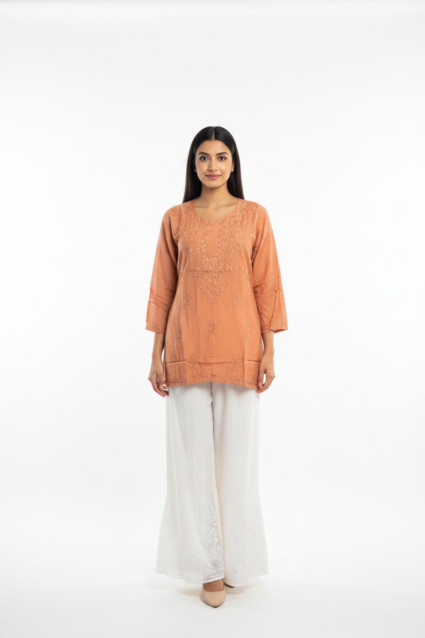 Muslin Short Chikankari Kurti