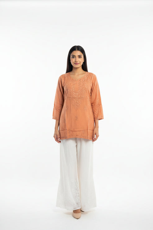 Muslin Short Chikankari Kurti