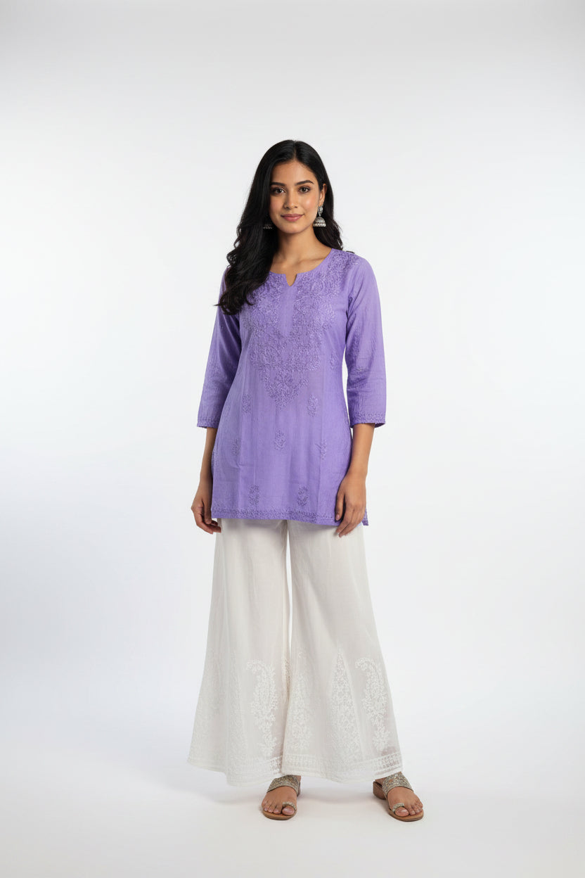 Muslin Short Chikankari Kurti