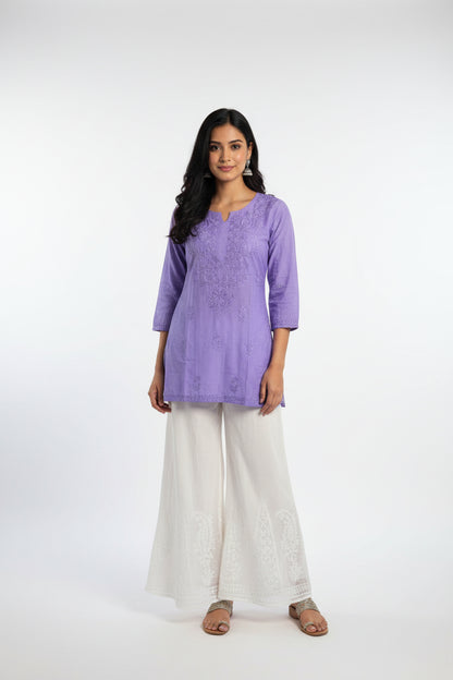 Muslin Short Chikankari Kurti