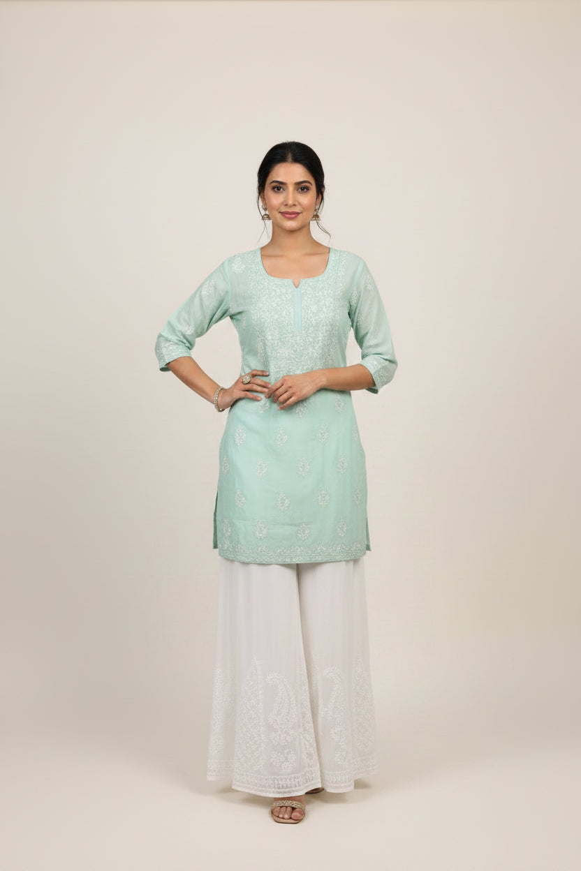 Muslin Short Chikankari Kurti