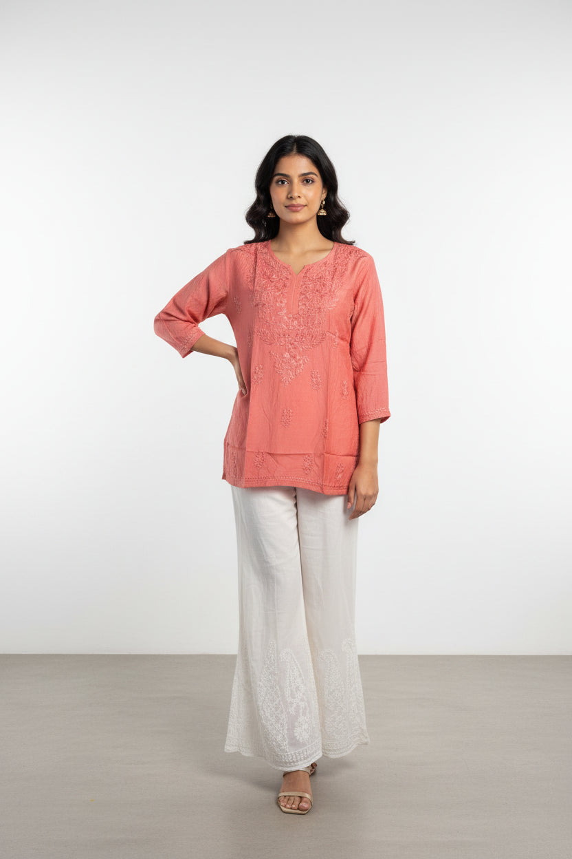 Muslin Short Chikankari Kurti