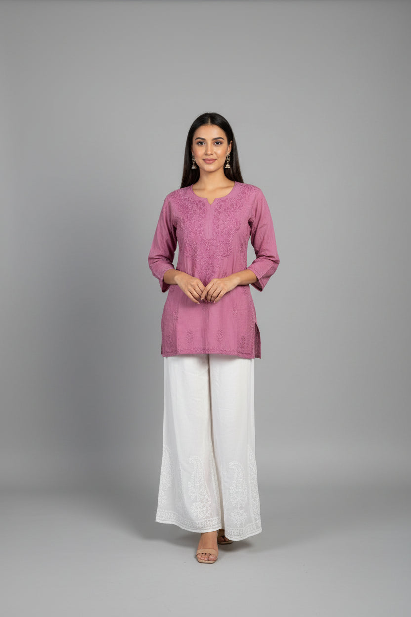 Muslin Short Chikankari Kurti