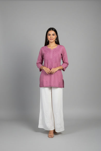 Muslin Short Chikankari Kurti