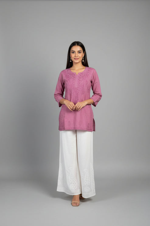 Muslin Short Chikankari Kurti