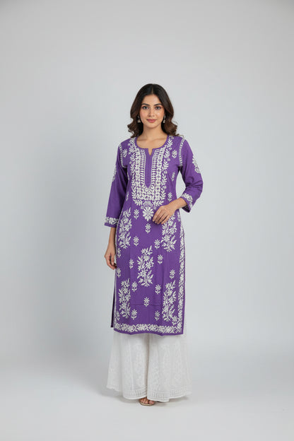 Modal Long Chikankari Kurti
