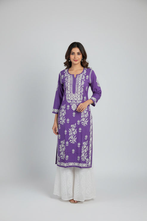 Modal Long Chikankari Kurti