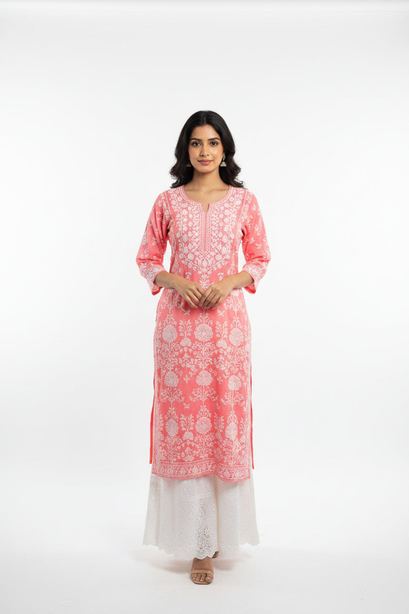 Modal Long Chikankari Kurti