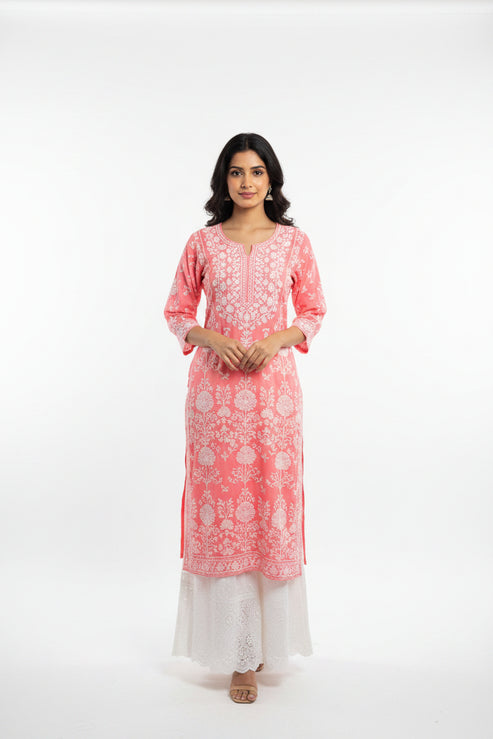 Modal Long Chikankari Kurti