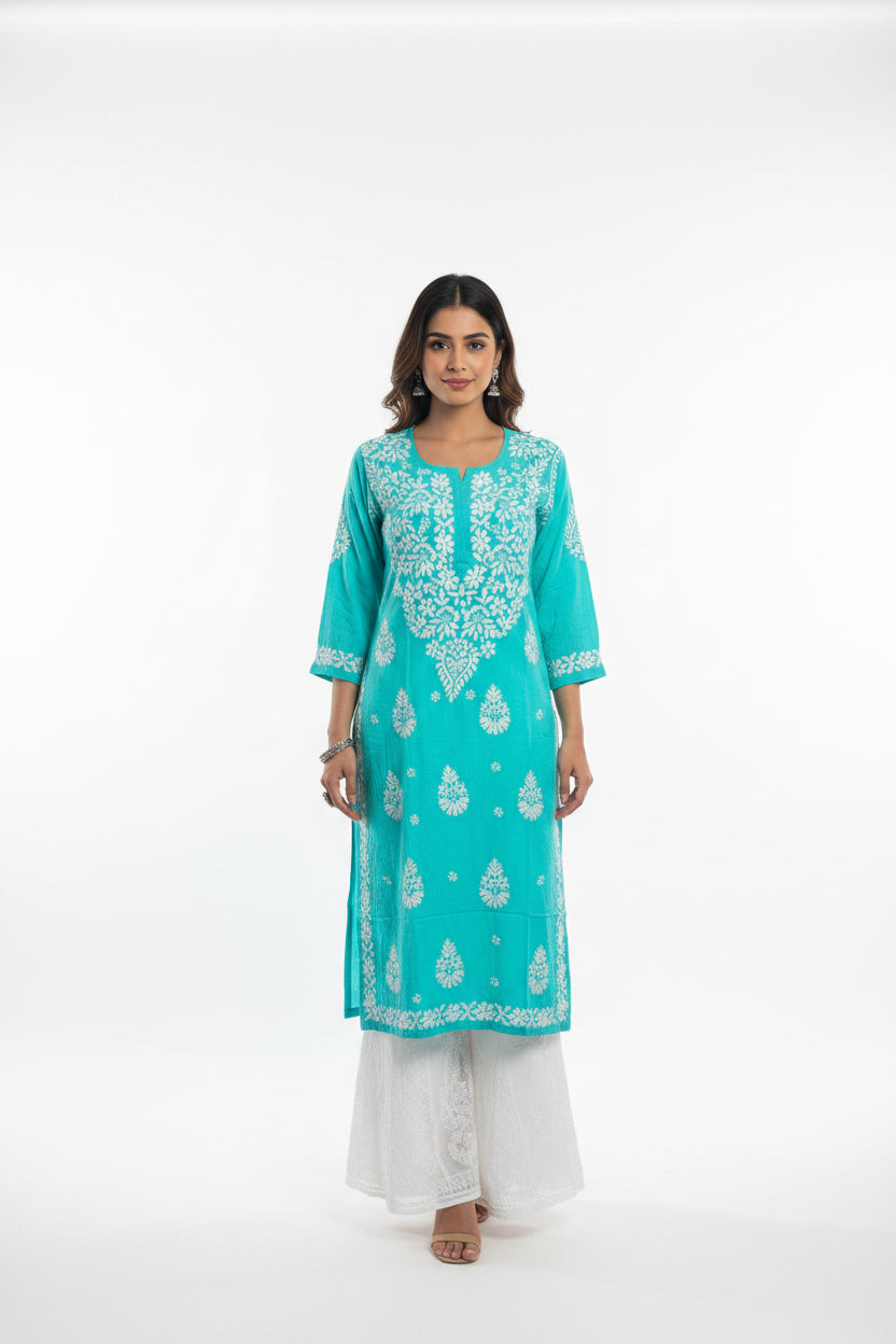Modal Long Chikankari Kurti