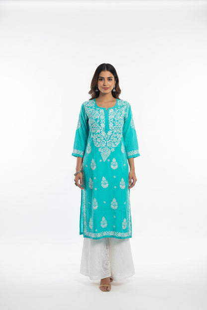 Modal Long Chikankari Kurti