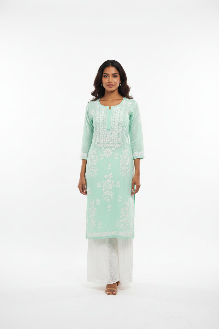 Modal Long Chikankari Kurti