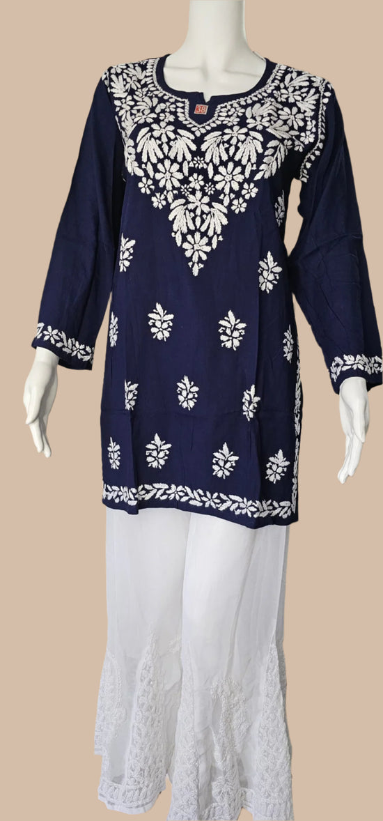 Navy Blue Short Mul Cotton Top