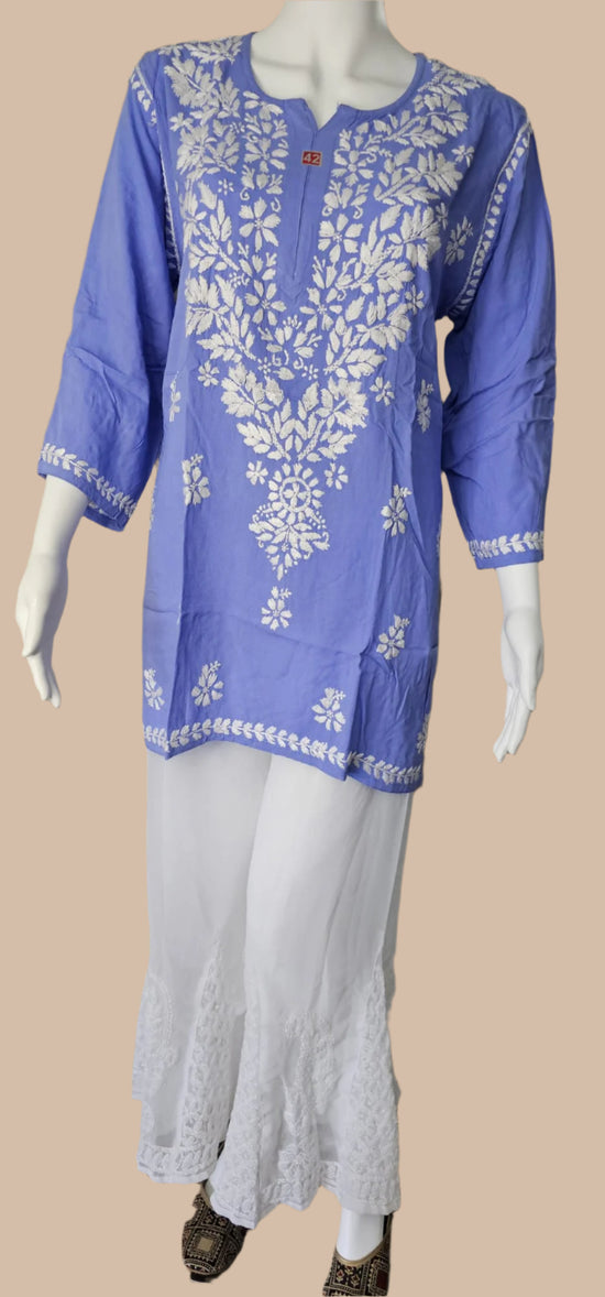 Light Blue Short Mul Cotton Top