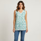 White Chikankari Sleeveless Short Top Sea Green