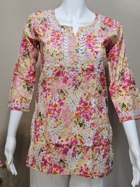 Short Modal Chikankari Floral Top