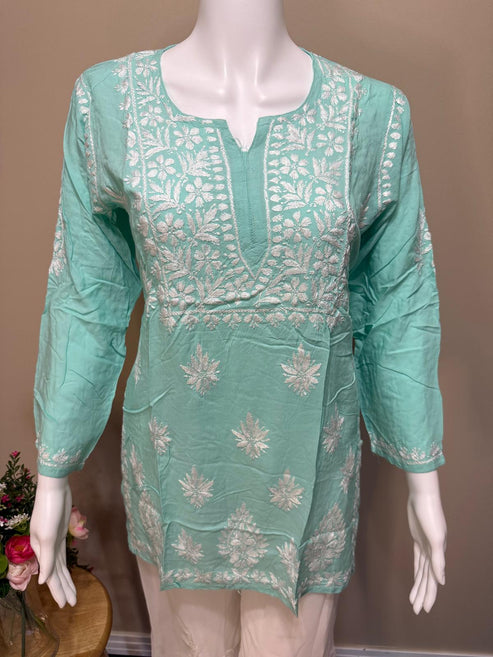 Modal Chikankari Plain Short Tops