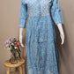Mul Cotton Chikankari Long Dress Sky Blue