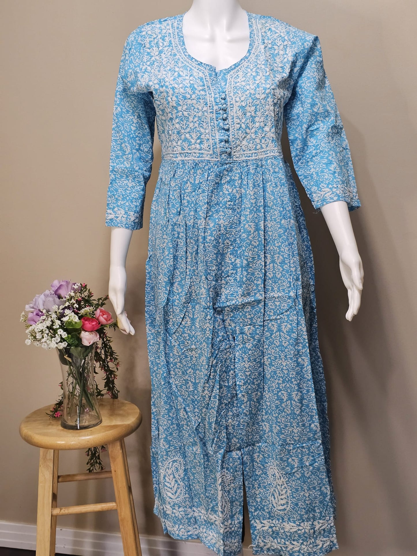 Robe chikankari en coton Mul