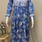 Mul Cotton Chikankari Long Dress Blue