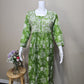 Mul Cotton Chikankari Long Dress Green