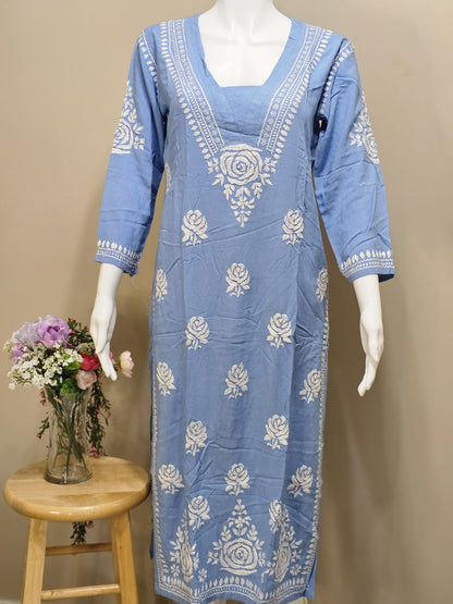 Rayon V-Neck Tunic Sky Blue