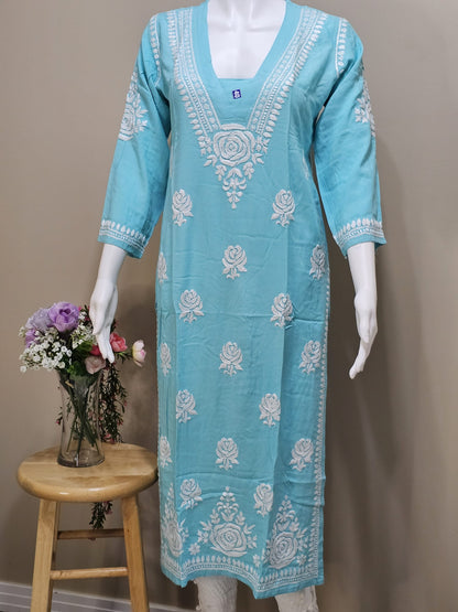 Rayon V-Neck Tunic Light Blue