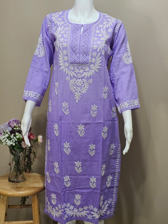 Tunique Chikankari en jute