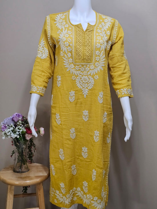 Tunique Chikankari en jute
