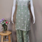 Rayon Sleeveless Long Chikankari Tunic Set Green