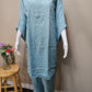 Rayon Chikankari Set with Fancy Pant Sea Green