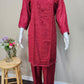 Rayon Chikankari Set with Fancy Pant Red